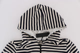 Blue White Striped Hooded Cotton Sweater - Avaz Shop