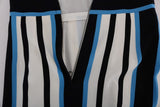 Blue White Striped Silk Stretch Sheath Dress - Avaz Shop