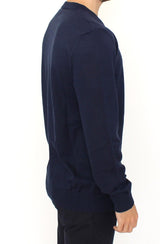 Blue Wool Blend V-neck Pullover Sweater - Avaz Shop