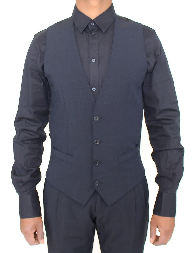 Blue Wool Formal Dress Vest Gilet - Avaz Shop