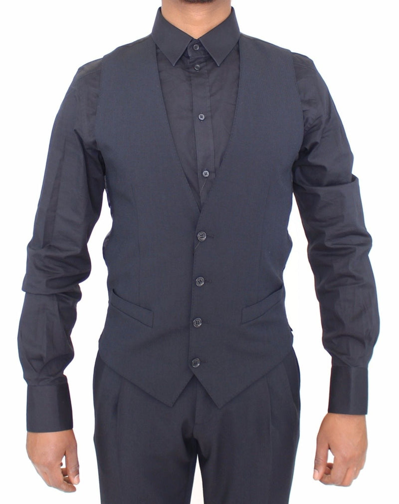 Blue Wool Formal Dress Vest Gilet Jacket - Avaz Shop