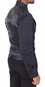 Blue Wool Stretch Formal Dress Vest Gilet - Avaz Shop
