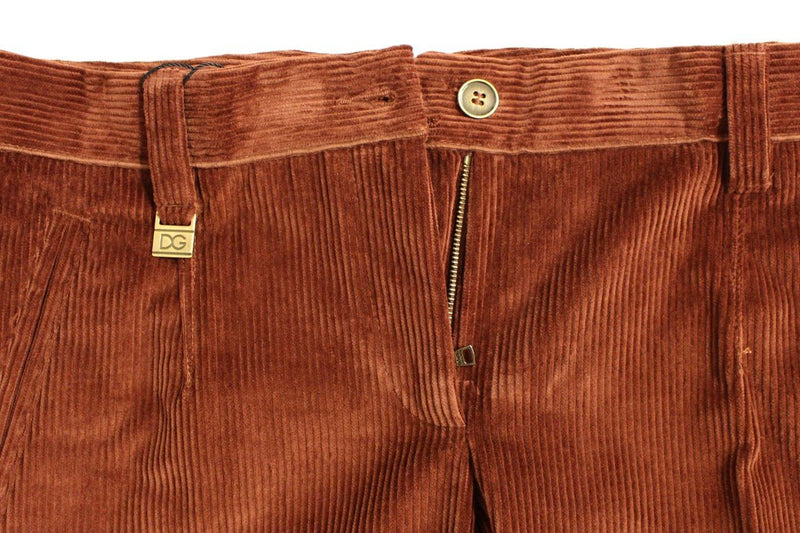 Brown Corduroys Straight Logo Casual Pants - Avaz Shop