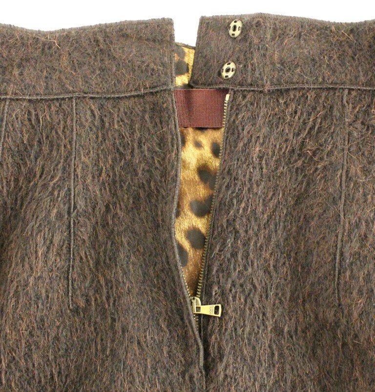 Brown Fur Above Knee Zipper Skirt - Avaz Shop