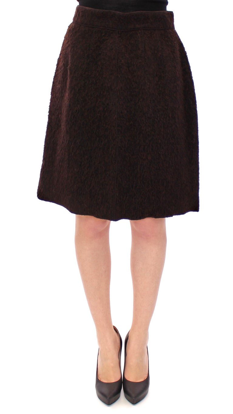 Brown Fur Above Knee Zipper Skirt - Avaz Shop