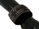 Brown Leather Branded Wide Buckle Closure Bracelet - Avaz Shop