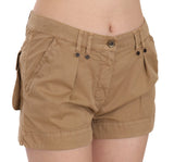 Brown Mid Waist 100% Cotton Mini Shorts - Avaz Shop