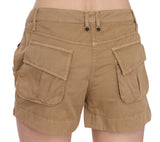 Brown Mid Waist 100% Cotton Mini Shorts - Avaz Shop