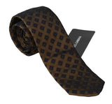 Brown Patterned Classic Mens Slim Necktie Tie - Avaz Shop