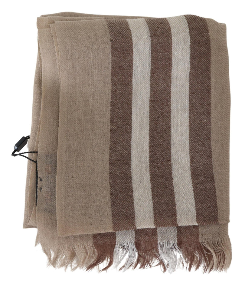 Brown Plaid Wool Knit Neck Wrap Fringe Scarf - Avaz Shop
