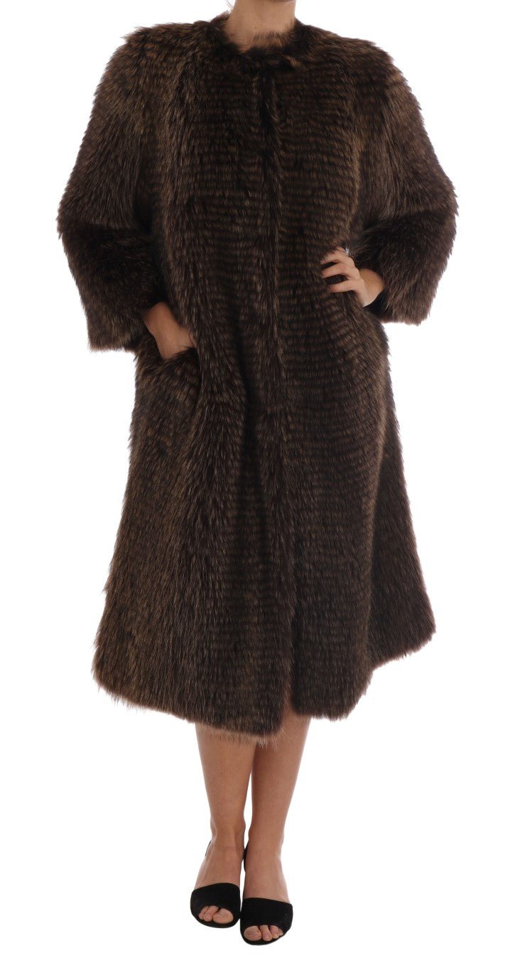 Brown Raccoon Fur Coat Jacket - Avaz Shop