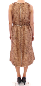 Brown sleeveless silk dress - Avaz Shop