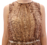 Brown sleeveless silk dress - Avaz Shop