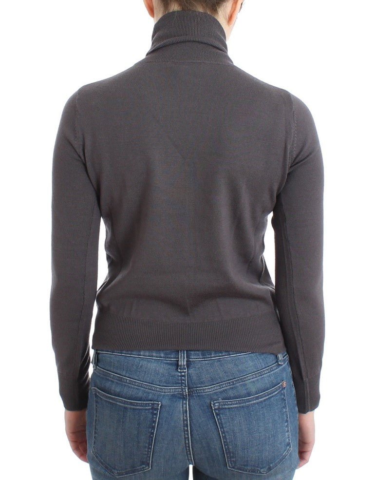 Brown turtleneck cotton sweater - Avaz Shop