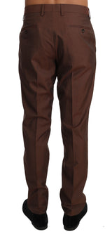 Brown Wool Silk Formal Trousers Pants - Avaz Shop