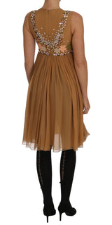 Crystal Silk Gold A-Line Gown Dress - Avaz Shop