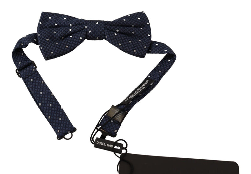 Dark Blue Patterned Adjustable Neck Papillon Bow Tie - Avaz Shop