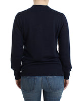 Dark blue V-neck wool sweater - Avaz Shop