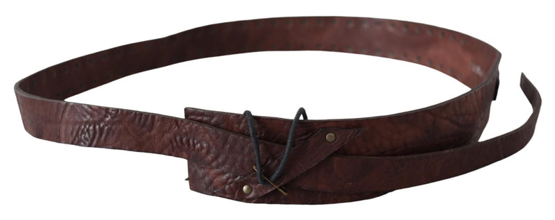 Dark Brown Leather Rope Logo Belt - Avaz Shop
