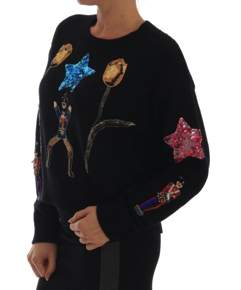 Fairy Tale Crystal Black Cashmere Sweater - Avaz Shop