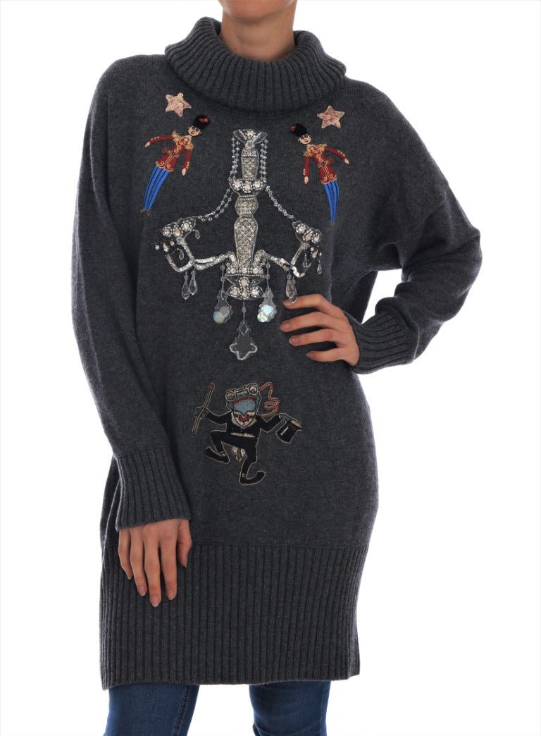 Fairy Tale Crystal Gray Cashmere Sweater - Avaz Shop