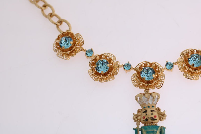 Gold Brass Handpainted Crystal Floral Necklace - Avaz Shop