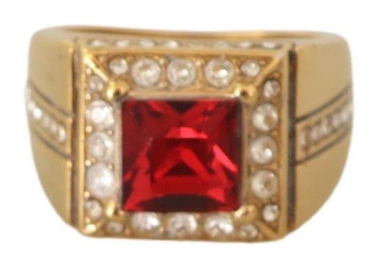Gold Plated 925 Silver Red Crystal Ring - Avaz Shop