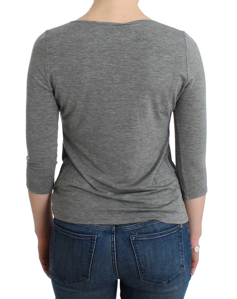 Gray 3/4 sleeves jumper top - Avaz Shop