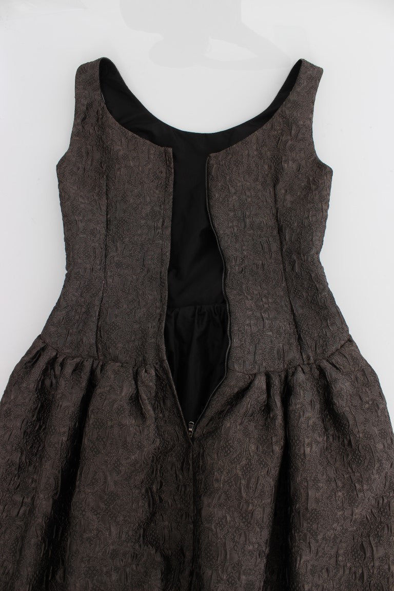 Gray Brocade Sheath Full Length Gown Dress - Avaz Shop