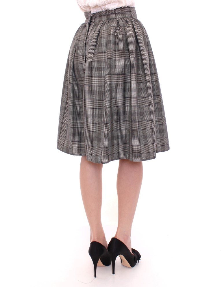Gray Checkered Wool Shorts Skirt - Avaz Shop