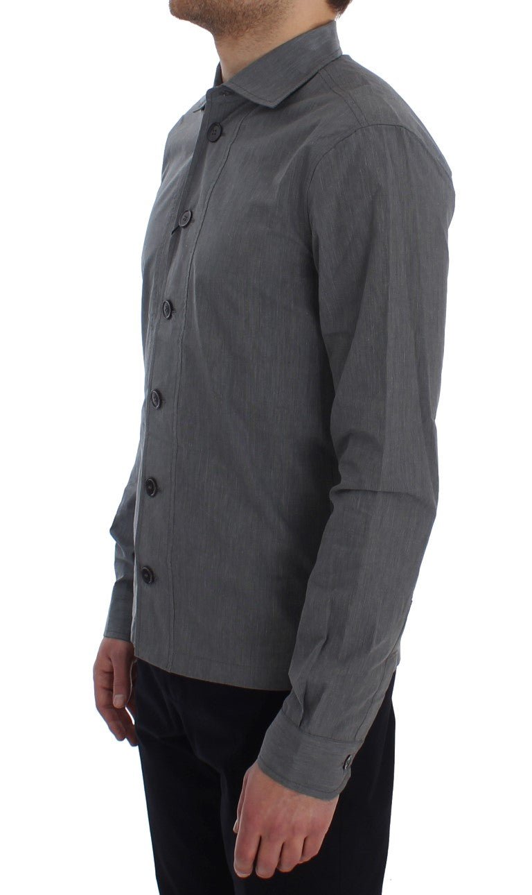 Gray Cotton Formal Dress Button Shirt - Avaz Shop