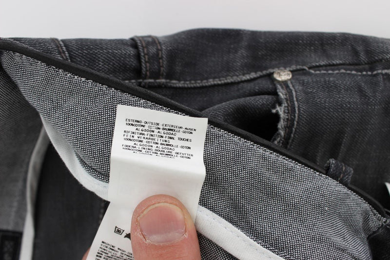 Gray Cotton Regular Low Fit Jeans - Avaz Shop