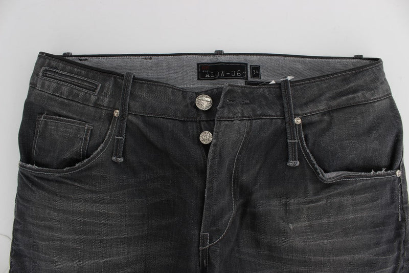 Gray Cotton Regular Low Fit Jeans - Avaz Shop
