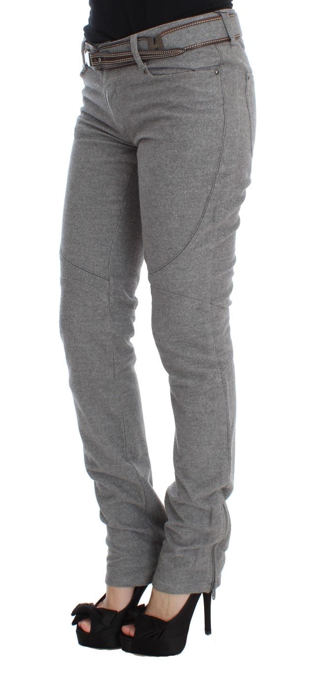Gray Cotton Slim Fit Casual Bootcut Pants - Avaz Shop