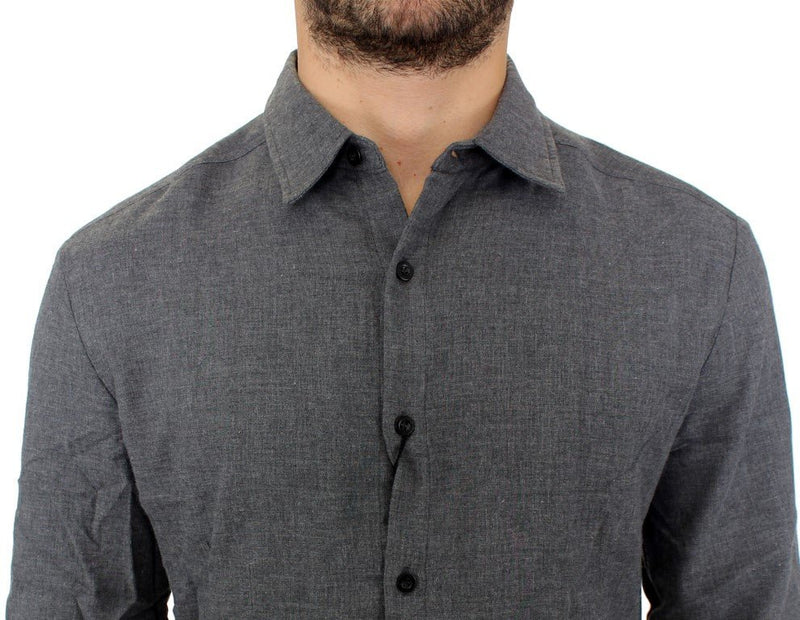 Gray cotton slim fit shirt - Avaz Shop