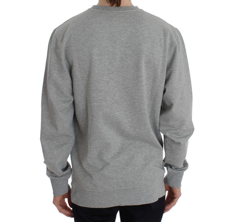 Gray Cotton Stretch Crewneck Pullover Sweater - Avaz Shop