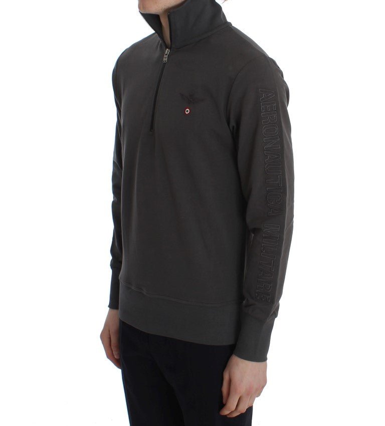 Gray Cotton Stretch Half Zipper Sweater - Avaz Shop