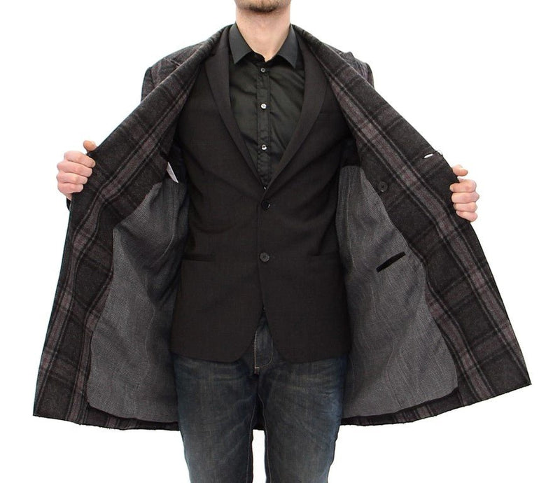 Gray Double Breasted Coat Jacket - Avaz Shop