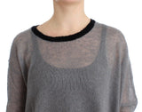 Gray embellished asymmetric sweater - Avaz Shop