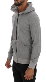 Gray Full Zipper Hodded Cotton Sweater - Avaz Shop