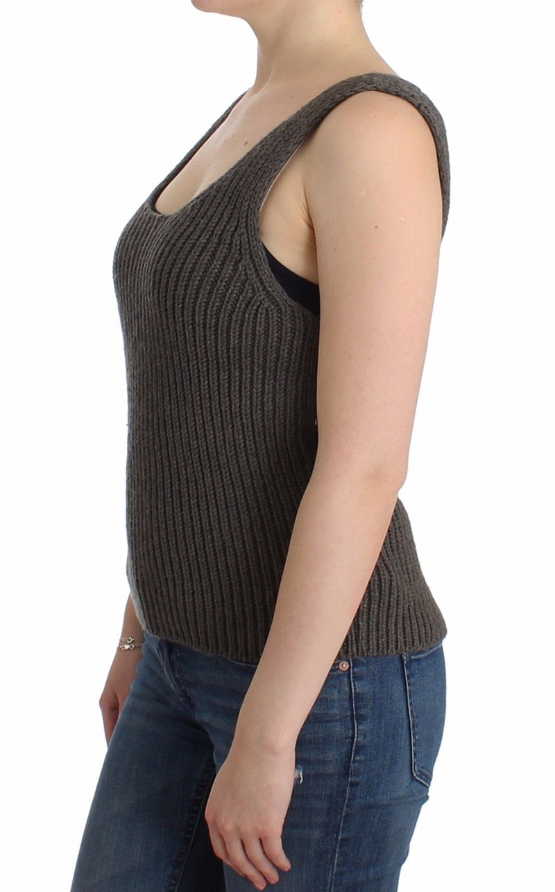 Gray Knit Top Knitted Sweater Merino Wool - Avaz Shop