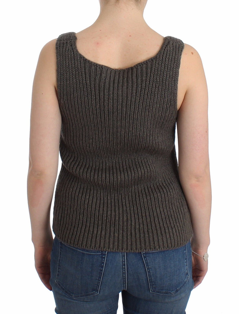Gray Knit Top Knitted Sweater Merino Wool - Avaz Shop
