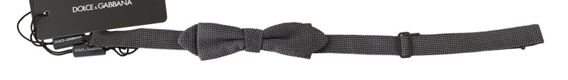 Gray Patterned Silk Adjustable Neck Bow Tie Papillon - Avaz Shop