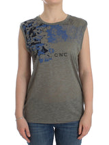 Gray print sleeveless t-shirt - Avaz Shop