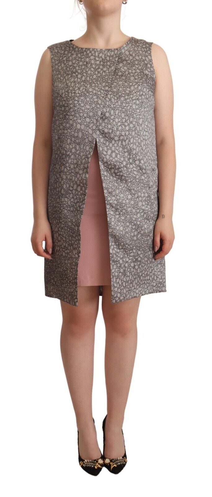 Gray Sleeveless Shift Knee Length Dress - Avaz Shop