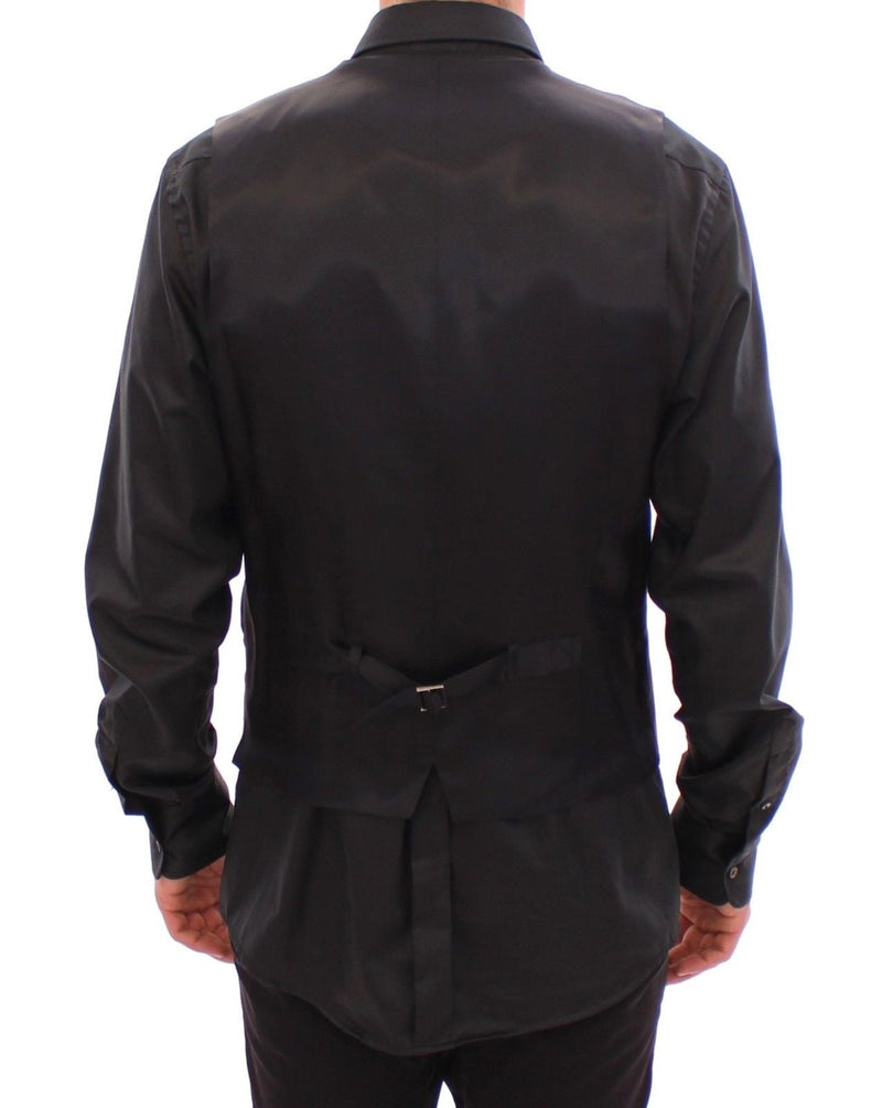 Gray Slim Fit Button Front Dress Formal Vest - Avaz Shop