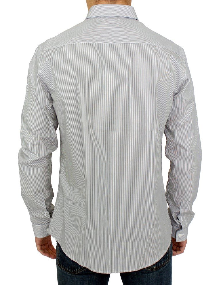 Gray Striped Cotton Casual Shirt - Avaz Shop