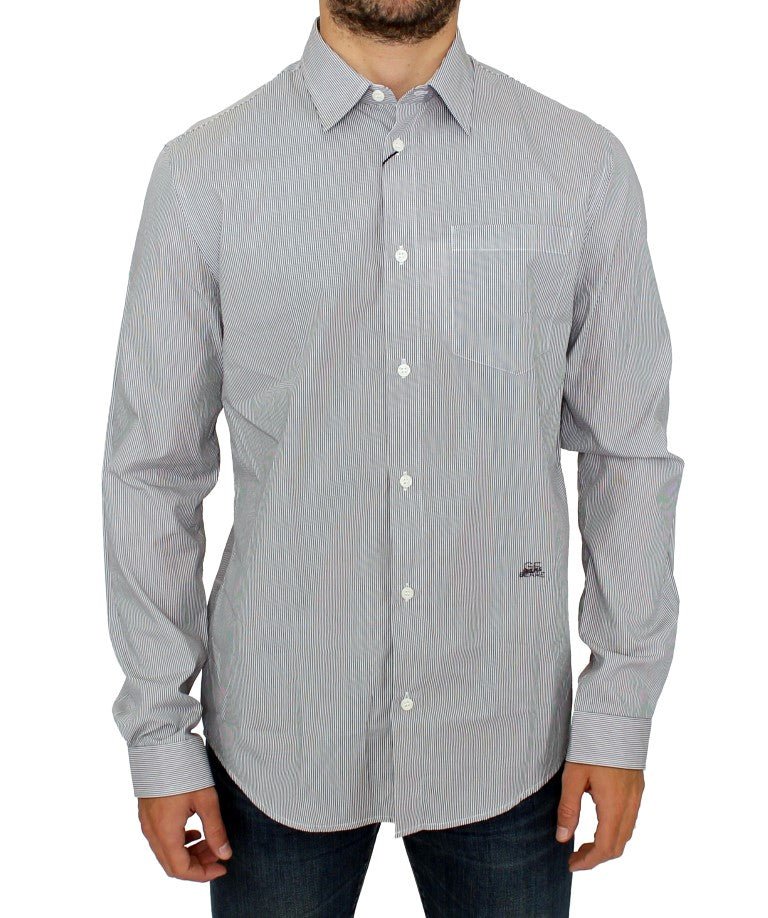 Gray Striped Cotton Casual Shirt - Avaz Shop