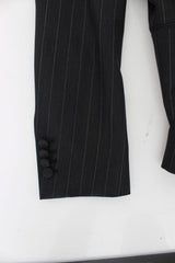 Gray Striped Slim Fit Wool Blazer - Avaz Shop