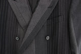 Gray striped wool stretch blazer - Avaz Shop